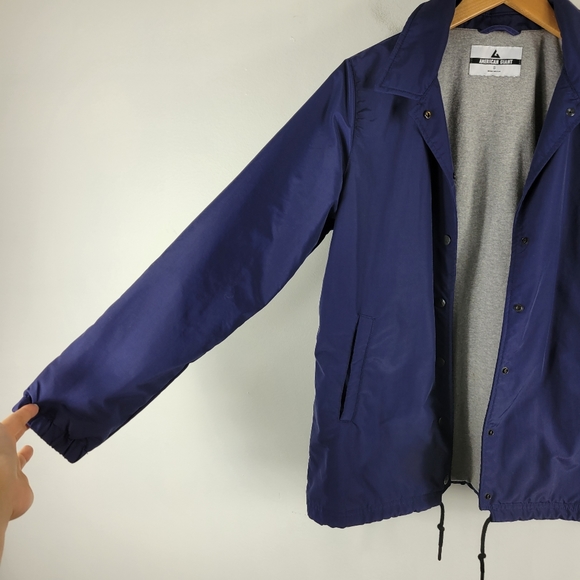 American Giant Coach's Stadium Jacket Nylon Drawsting Button Up Light Jacket - Picture 3 of 9